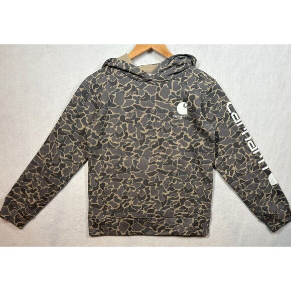 Carhartt Boys Long Sleeve Camo Graphic Sweatshirt Hoodie Logo Kids Size Medium - Picture 2 of 6